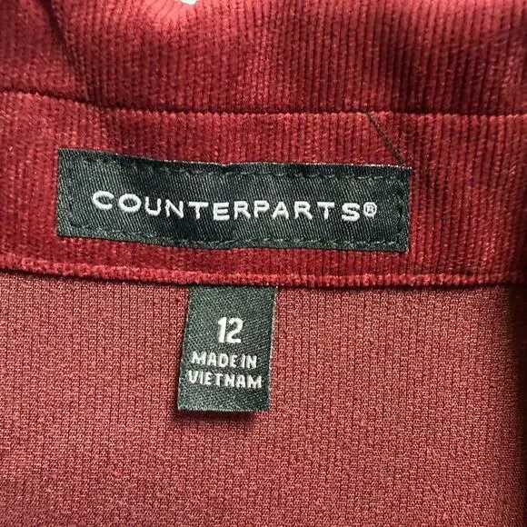 Counterparts Blazer Jacket Womens 12 Burgundy Corduroy Business Dark Academia - Picture 3 of 9